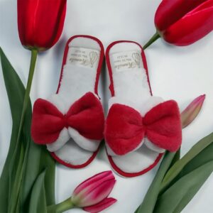 Pantufla Afelpada Con Moño